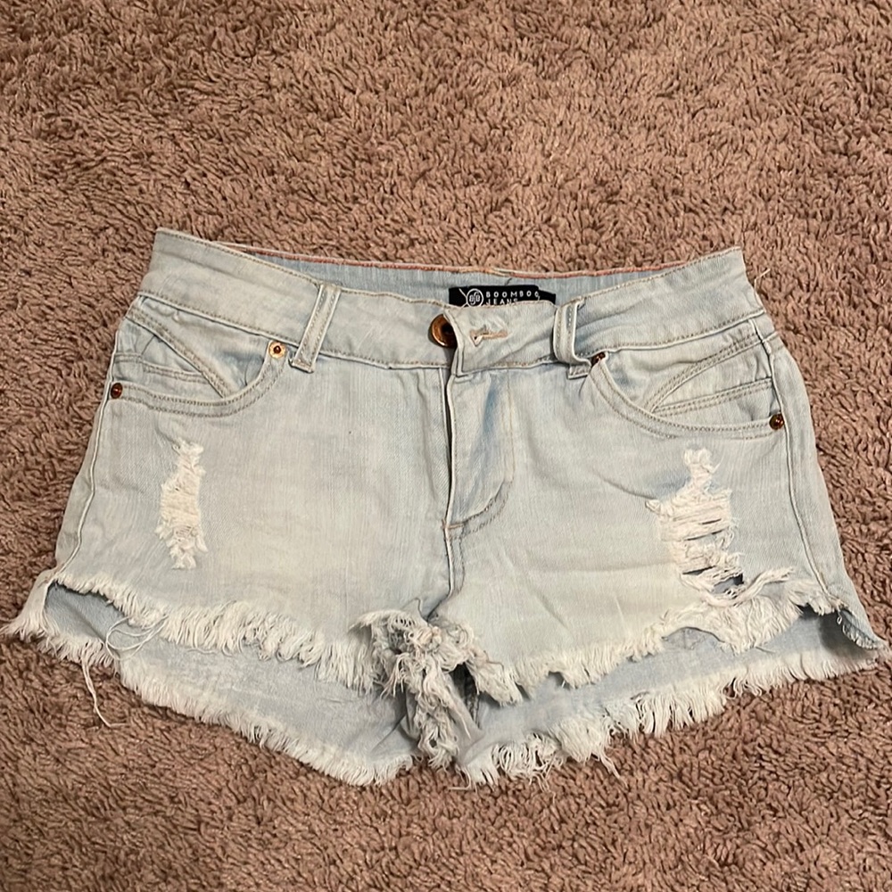 Ripped jean shorts